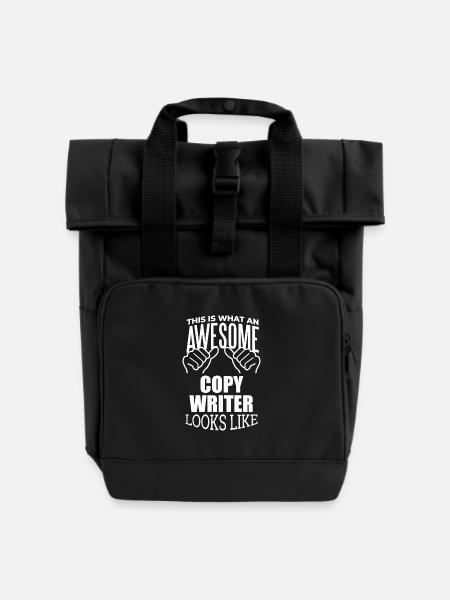 Texter Texter Texter Texter Texter - Rolltop Rucksack mit zwei Griffen - Schwarz