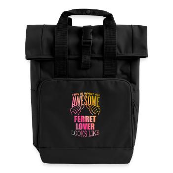 Frettchen - Rolltop Rucksack mit zwei Griffen - Schwarz - Vorne