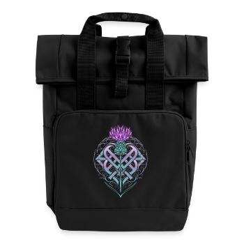 Distel Schild Celtic Knots Thistle Lover - Rolltop Rucksack mit zwei Griffen - Schwarz - Vorne