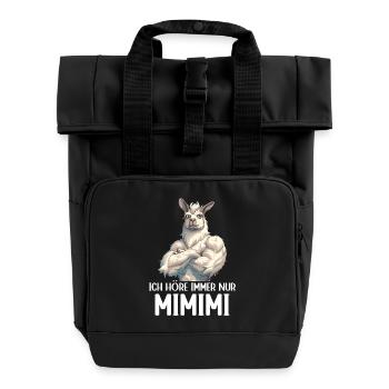 Alpaca Llama Andes South America I Always Listen to Mimimi - Roll Top Backpack with Two Handles - black - Front