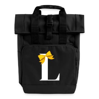 Lettre L nœud jaune - Sac à dos Roll Top à deux anses - noir - Devant