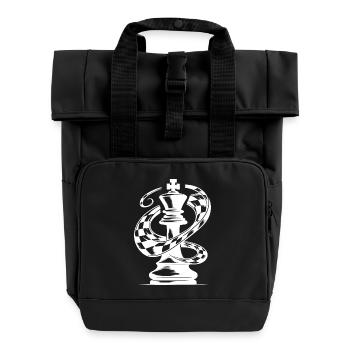 Chess Piece King Checkerboard Tattoo Drawing - Roll Top Backpack with Two Handles - black - Front