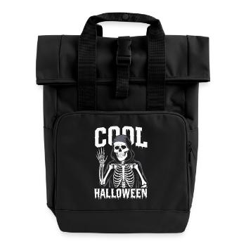 Cooles Halloween Skelett - Rolltop Rucksack mit zwei Griffen - Schwarz - Vorne