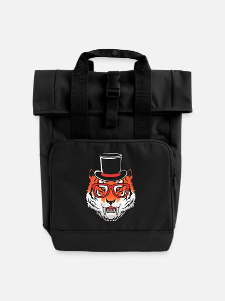Säbelzahntiger - Rolltop Rucksack mit zwei Griffen - Schwarz