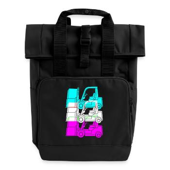 Forklift driver - Roll Top Backpack with Two Handles - black - Front