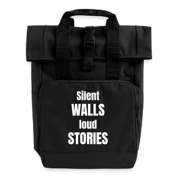 Silent walls loud stories - Rolltop Rucksack mit zwei Griffen - Schwarz - Vorne