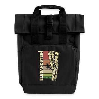 Climbing Elbe Sandstone Mountains - Saxon Switzerland - Roll Top Backpack with Two Handles - black - Front