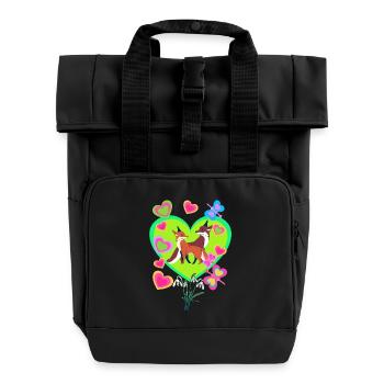 Renard rétro Renards Vintage des années 80 des années 90 Renarde - Sac à dos Roll Top à deux anses - noir - Devant