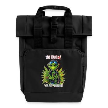 Cannabis Alien - NO PANIC WE ARE ORGANIC 2 - Roll Top Backpack with Two Handles - black - Front