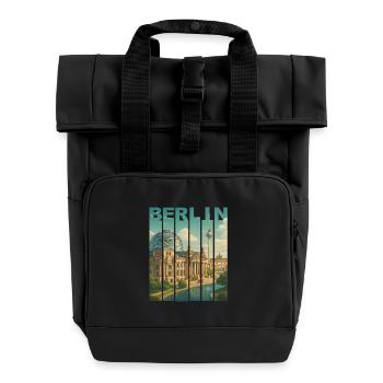 Skyline Shirt Berlin - Rolltop Rucksack mit zwei Griffen - Schwarz - Vorne