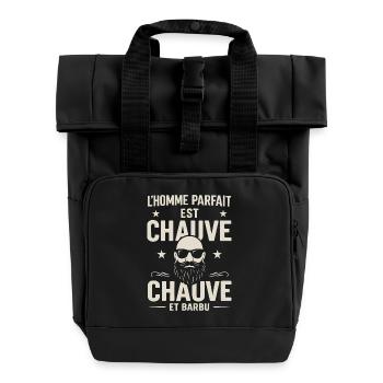 Der perfekte Mann hat eine Glatze und einen Bart - Rolltop Rucksack mit zwei Griffen - Schwarz - Vorne