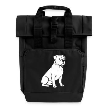 Dog dogs vector art design - Roll Top Backpack with Two Handles - black - Front