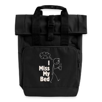 Ich vermisse das Bett – lustige Grafiken mit Kaffee - Rolltop Rucksack mit zwei Griffen - Schwarz - Vorne