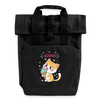 Festliche Gourmet-Katzen-Eiscreme - Rolltop Rucksack mit zwei Griffen - Schwarz - Vorne