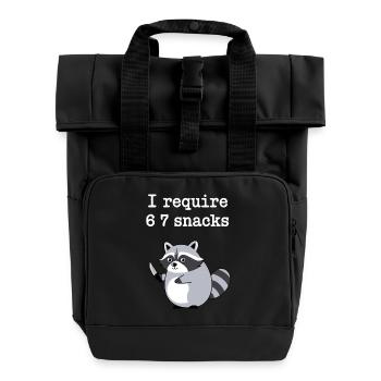 6-7 Internet Meme Cooler 6 7 Raccoon - Roll Top Backpack with Two Handles - black - Front