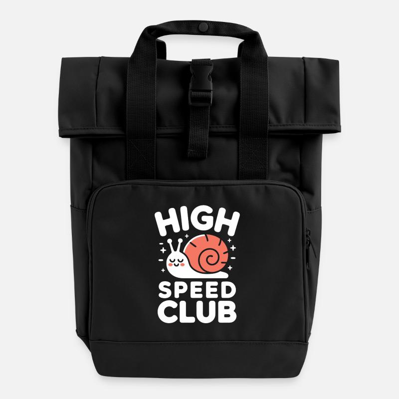 High Speed Club Snail - Roll Top Backpack with Two Handles - black