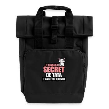 je connais le secret de tata je vais être cousine - Sac à dos Roll Top à deux anses - noir - Devant
