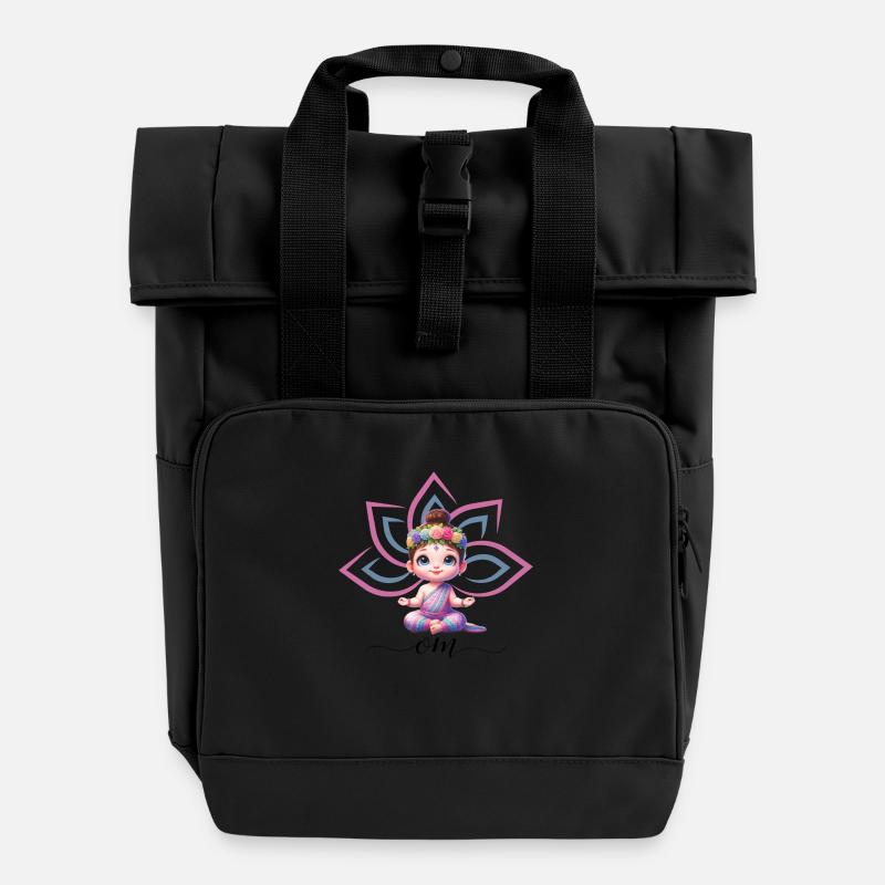 Lotus Baby Om - Rolltop Rucksack mit zwei Griffen - Schwarz