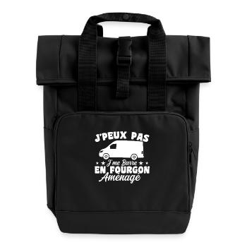 J'peux pas j'me barre en fourgon aménagé - Sac à dos Roll Top à deux anses - noir - Devant
