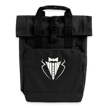 Suit Texedo - Roll Top Backpack with Two Handles - black - Front