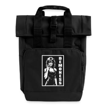 Demoness, a Really Bad Woman - Demon Design - Roll Top Backpack with Two Handles - black - Front
