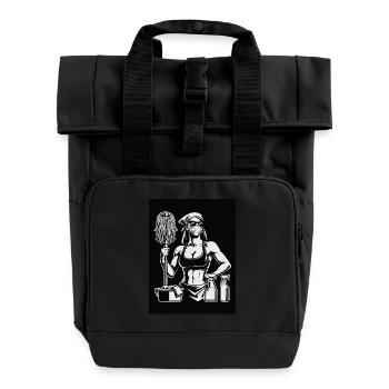 Femme de ménage fitness, conception de nettoyage et d’entraînement - Sac à dos Roll Top à deux anses - noir - Devant