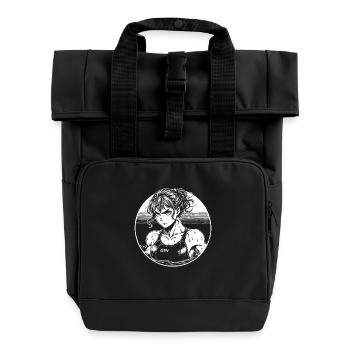 Conception de nageuse de bande dessinée - Swim Girl Design - Sac à dos Roll Top à deux anses - noir - Devant