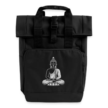 Buddha Design – Ruhe & innere Balance - Rolltop Rucksack mit zwei Griffen - Schwarz - Vorne