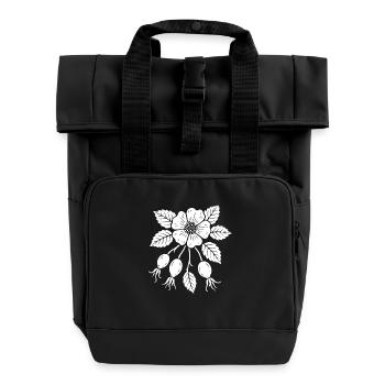 Hagebutte Design – Natürlich & Fruchtig - Rolltop Rucksack mit zwei Griffen - Schwarz - Vorne