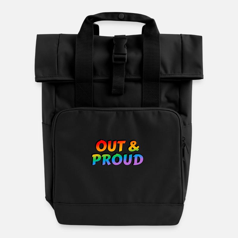 Fierté arc-en-ciel LGBT - Sac à dos Roll Top à deux anses - noir