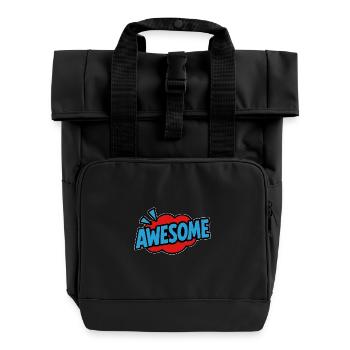 Awesome Retro Lettering Comic - Roll Top Backpack with Two Handles - black - Front