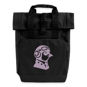 Penguin Pilot Airplane Flying Flight License - Roll Top Backpack with Two Handles - black - Front