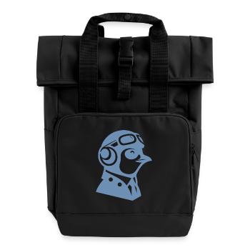 Penguin Pilot Airplane Flying Flight License - Roll Top Backpack with Two Handles - black - Front