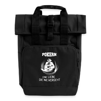 Pokern Chips Geschenk T Shirt - Rolltop Rucksack mit zwei Griffen - Schwarz - Vorne