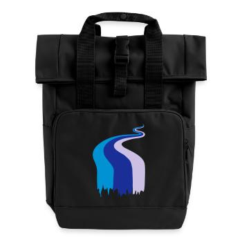 river, stream, colors - Roll Top Backpack with Two Handles - black - Front