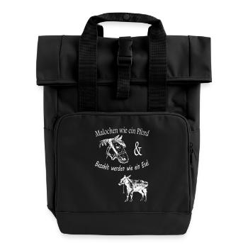 Malochen wie ein Pferd - Rolltop Rucksack mit zwei Griffen - Schwarz - Vorne