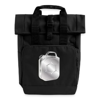 Petrol canister in stylish retro chrome look - Roll Top Backpack with Two Handles - black - Front