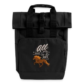 Dark Fox Icelanders: All you need is Tölt Lighter - Roll Top Backpack with Two Handles - black - Front