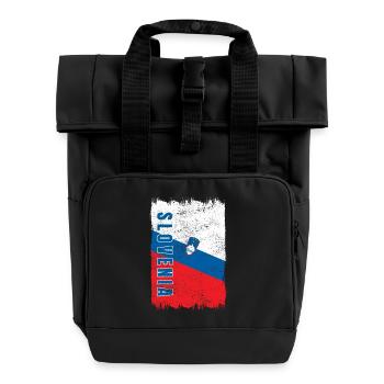 Slowenien Vintage Flagge - Rolltop Rucksack mit zwei Griffen - Schwarz - Vorne