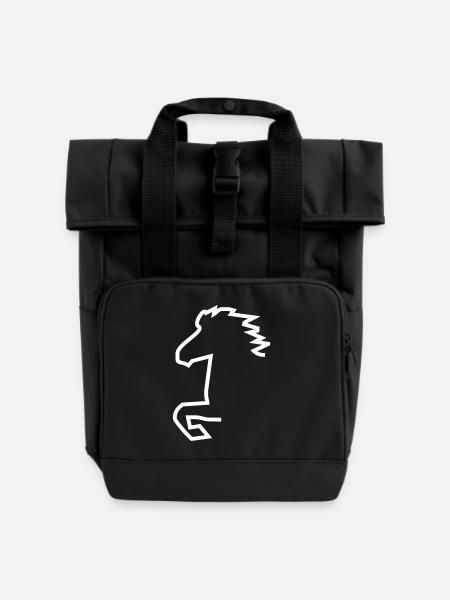 Islandpferd - Rolltop Rucksack mit zwei Griffen - Schwarz