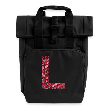 t-shirt bisous - Lettre L - Sac à dos Roll Top à deux anses - noir - Devant
