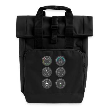 Airplane Flight Instruments - Roll Top Backpack with Two Handles - black - Front