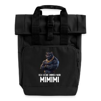 I always listen to Mimimi Jaguar - Roll Top Backpack with Two Handles - black - Front