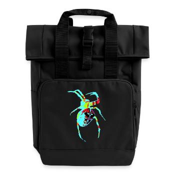Spinne in Neonfarben - Rolltop Rucksack mit zwei Griffen - Schwarz - Vorne