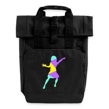 Femme Danse Spectacles Doigt Silhouette Fête Amusant Coloré - Sac à dos Roll Top à deux anses - noir - Devant