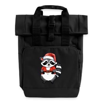 Waschbär Weihnachten Wasserfarben - Rolltop Rucksack mit zwei Griffen - Schwarz - Vorne