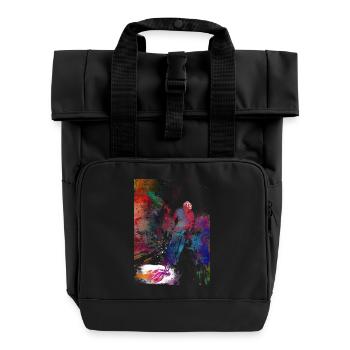Cycling #cycling #sport #bike - Roll Top Backpack with Two Handles - black - Front