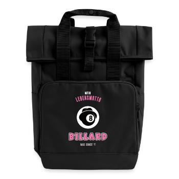 Billard Billardspiel Spielerin Billardspielerin - Rolltop Rucksack mit zwei Griffen - Schwarz - Vorne