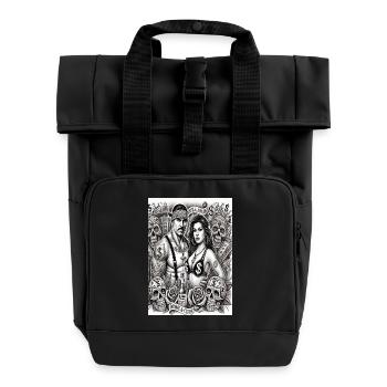 Bonnie and Clyde Chicano Style - Roll Top Backpack with Two Handles - black - Front