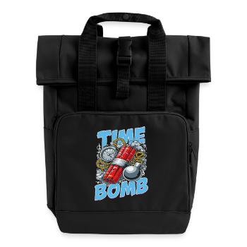 Time Bomb – Explosives Streetwear-Design - Rolltop Rucksack mit zwei Griffen - Schwarz - Vorne